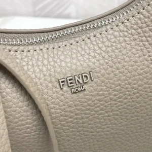 Fendi Women Mini Fendessence Small Dove Gray Selleria Bag with 264 Hand-sewn Topstitches