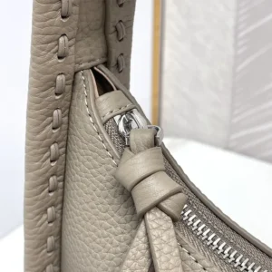 Fendi Women Mini Fendessence Small Dove Gray Selleria Bag with 264 Hand-sewn Topstitches