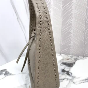 Fendi Women Mini Fendessence Small Dove Gray Selleria Bag with 264 Hand-sewn Topstitches