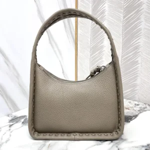Fendi Women Mini Fendessence Small Dove Gray Selleria Bag with 264 Hand-sewn Topstitches
