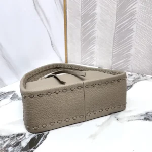 Fendi Women Mini Fendessence Small Dove Gray Selleria Bag with 264 Hand-sewn Topstitches