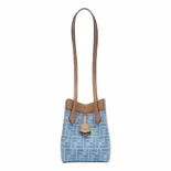 Fendi Women Origami Mini Light Blue FF Denim Fabric Mini Bag that Can be Transformed