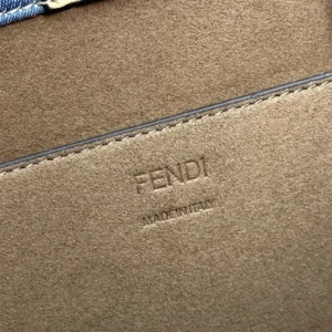 Fendi Women Sunshine Small Light Blue FF Denim Fabric Shopper