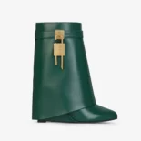 Givenchy Women Shark Lock Ankle Boots in Leather-Dark Green