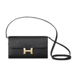 Hermes Women Constance Long To Go in Epsom Leather-BlackGold