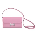 Hermes Women Constance Long To Go in Epsom Leather-PinkSilver