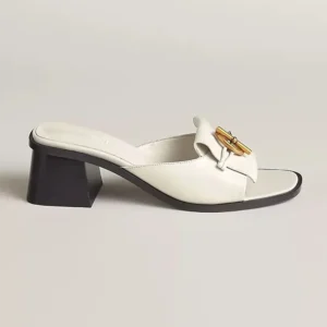 Hermes Women Ilot 50 Sandal in Calfskin Leather-White H241142Z CL355