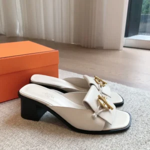 Hermes Women Ilot 50 Sandal in Calfskin Leather-White H241142Z CL355