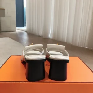 Hermes Women Ilot 50 Sandal in Calfskin Leather-White H241142Z CL355