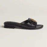 Hermes Women Isle Sandal in Calfskin Leather-Black H241145Z 02350