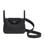 Hermes Women Lindy Mini 19 in Clemence Leather-Black/Silver