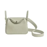Hermes Women Lindy Mini 19 in Clemence Leather-WhiteSilver