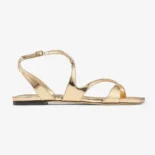 Jimmy Choo Women Ayla Flat Gold Metallic Leather Flats AYLAFLATQUI