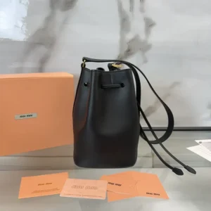 Miu Miu Women Leather Bucket Bag-Black 5BE090_2CRM_F0002_V_OOO