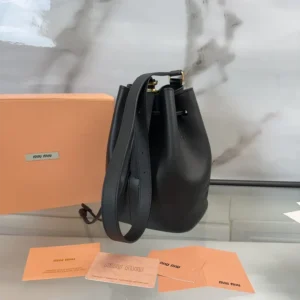 Miu Miu Women Leather Bucket Bag-Black 5BE090_2CRM_F0002_V_OOO