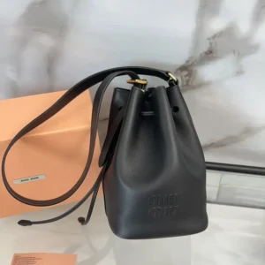 Miu Miu Women Leather Bucket Bag-Black 5BE090_2CRM_F0002_V_OOO
