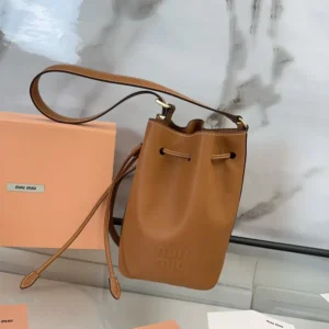 Miu Miu Women Leather Bucket Bag-Black 5BE090_2CRM_F0046_V_OOO