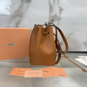 Miu Miu Women Leather Bucket Bag-Black 5BE090_2CRM_F0046_V_OOO