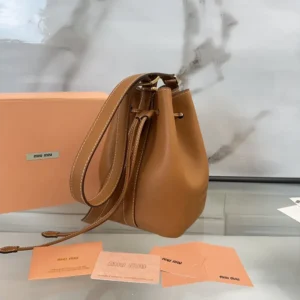 Miu Miu Women Leather Bucket Bag-Black 5BE090_2CRM_F0046_V_OOO