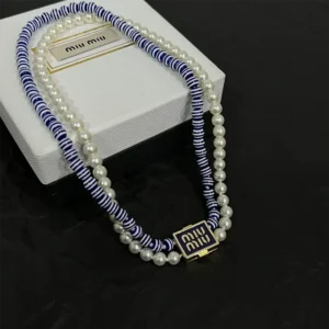 Miu Miu Women Metal and Synthetic Pearl Choker 5IC1022F79F0008