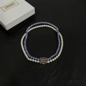 Miu Miu Women Metal and Synthetic Pearl Choker 5IC1022F79F0008