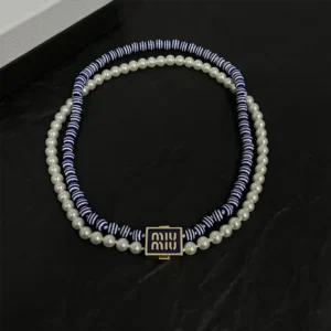 Miu Miu Women Metal and Synthetic Pearl Choker 5IC1022F79F0008