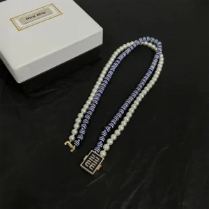Miu Miu Women Metal and Synthetic Pearl Choker 5IC1022F79F0008