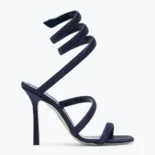 Rene Caovilla Women Cleopatra Midnight Blue Satin Sandal 105 C12008105R001V198