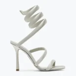 Rene Caovilla Women Cleopatra Silver Satin Sandal 105 C12008105R001SILV