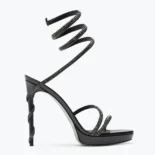 Rene Caovilla Women Margot Crystal Black Platform Sandal 120 C11339120R001V196