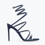 Rene Caovilla Women Serpente Midnight Blue Sandal with Crystals 105 C11971105R0018000