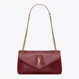 Saint Laurent YSL Women Calypso Small in Shiny Leather-Maroon 734153AADRE6688