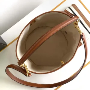 Celine Women Bucket 16 Bag in Striped Textile with Celine Jacquard