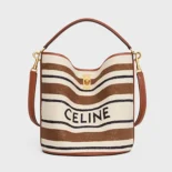 Celine Women Bucket 16 Bag in Striped Textile with Celine Jacquard