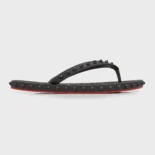 Christian Louboutin Men Loubi Donna Spike Red Sole Flip Flops-Black