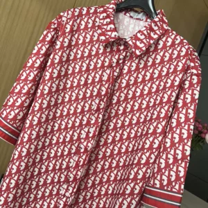 Dior Men Oblique Short-Sleeved Shirt in Silk Twill