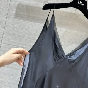 Dior Women A-Line Mid-Length Dress Black and White Silk Twill with Paris Motif