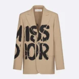 Dior Women Blazer Beige Virgin Wool and Mohair with Black Miss Dior Graffiti Motif