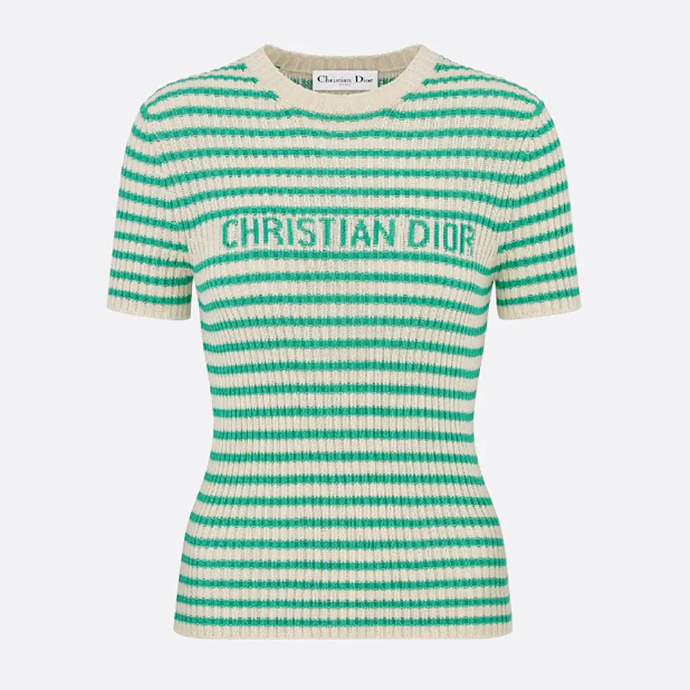 Dior ディオリヴィエラ dioriviera 半袖ニット Dior Women Dioriviera Short-Sleeved Sweater White and Aquamarina
