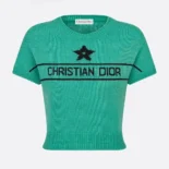 Dior Women Dioriviera Short-Sleeved Sweater Aquamarina Cashmere Knit