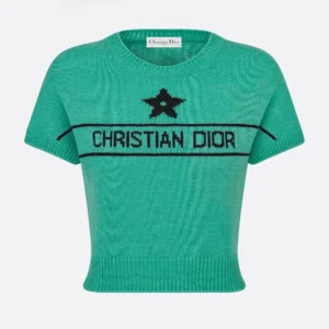 Dior Women Dioriviera Short-Sleeved Sweater Aquamarina Cashmere Knit