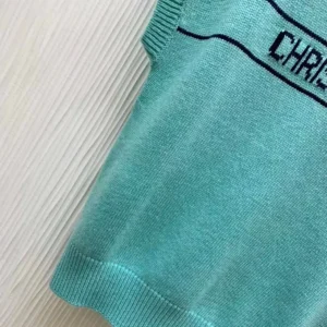 Dior Women Dioriviera Short-Sleeved Sweater Aquamarina Cashmere Knit