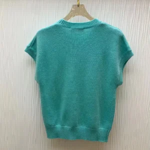Dior Women Dioriviera Short-Sleeved Sweater Aquamarina Cashmere Knit