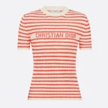 Dior Women Dioriviera Short-Sleeved Sweater Orange Cashmere and Wool Knit