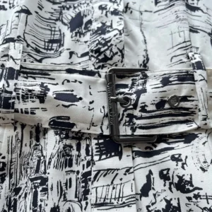 Dior Women Mid-Length Shirt Dress White and Black Cotton and Silk Poplin with Paris Allover Motif