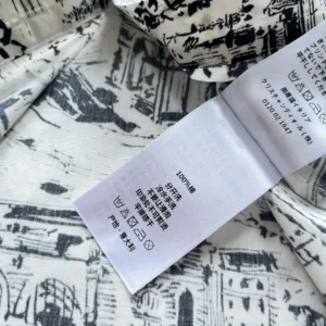 Dior Women Mid-Length Shirt Dress White and Black Cotton and Silk Poplin with Paris Allover Motif
