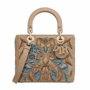 Dior Women Small Lady Bag Calfskin Embroidered with Multicolor Small FlowersDior Women Small Lady Bag Calfskin Embroidered with Multicolor Small Flowers