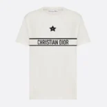 Dior Women T-Shirt White Cotton Jersey with Signature