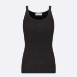 Dior Women Tank Top Black Ribbed Cotton Jersey 343T50B4086X9000