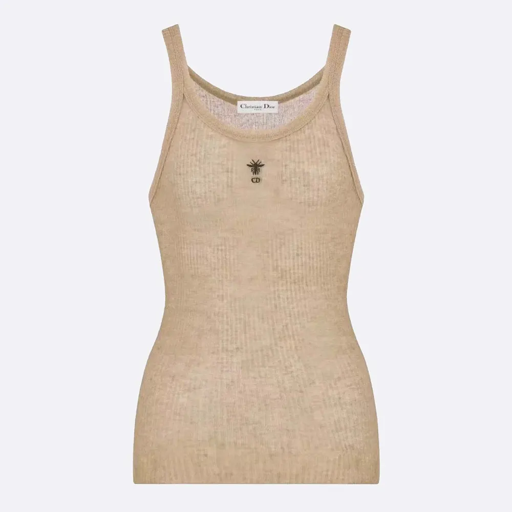Dior Women Tank Top Sandy Ribbed Cotton Jersey 343T50B4086X0200 1 Dior Women Tank Top Sandy Ribbed Cotton Jersey 343T50B4086X0200